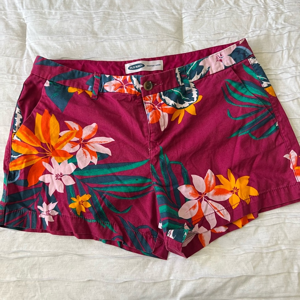 Old Navy Magenta Floral Shorts